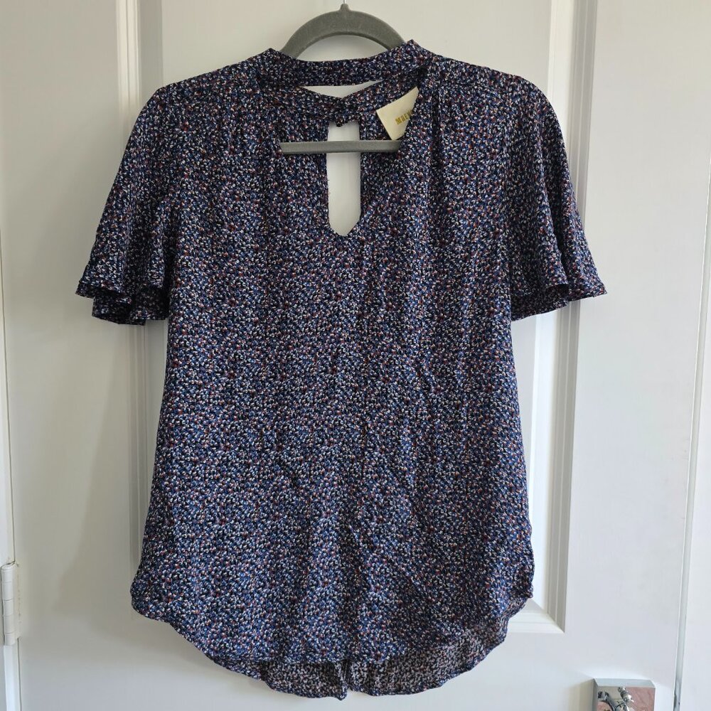 Anthopologie Maeve dotted cutout blouse